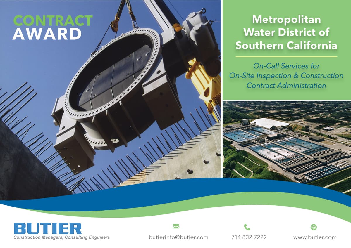 Butier Selected for Metropolitan Water District Prequalification List