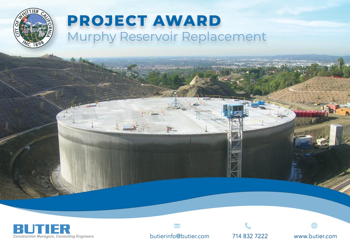 Butier Awarded CM Contract for City of Whittier's Murphy Reservoir Project