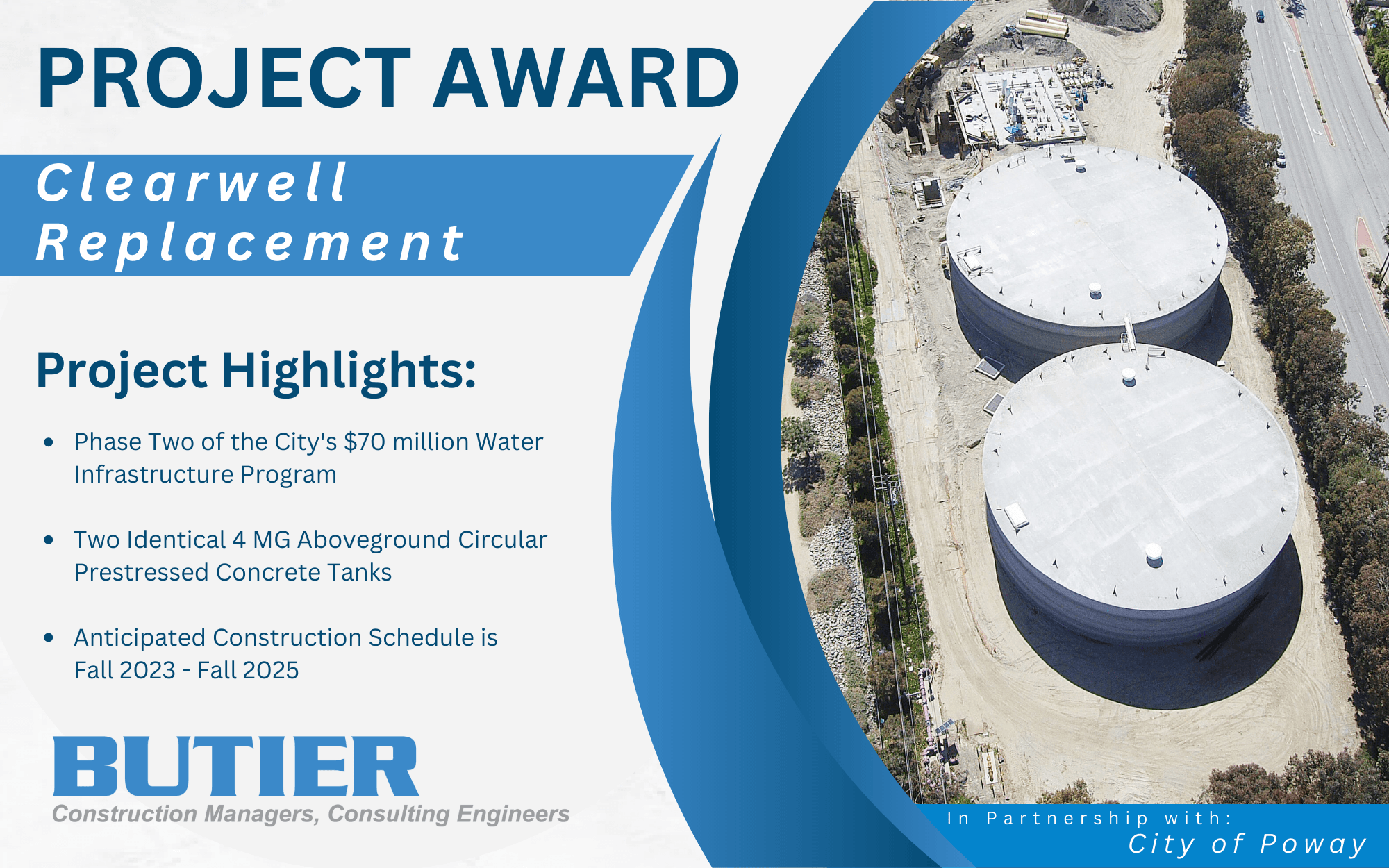 City of Poway Selects Butier for Clearwell Replacement Project