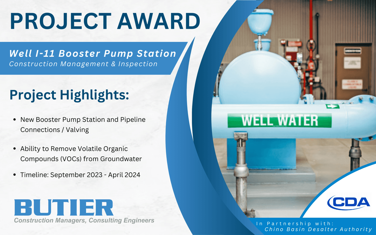 Well I-11 Booster Pump Station Project Awarded to Butier