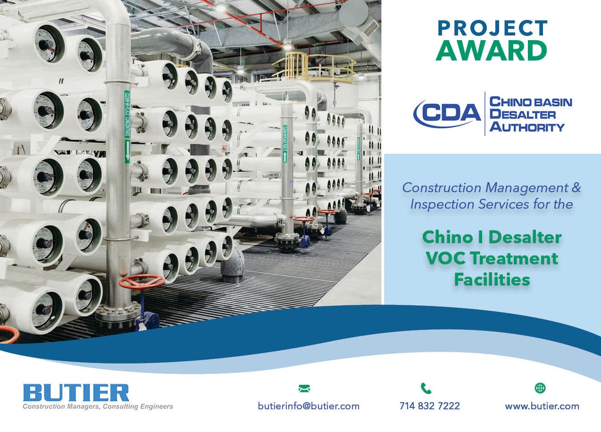 CDA Awards Butier Chino I Desalter VOC Treatment Facilities Project