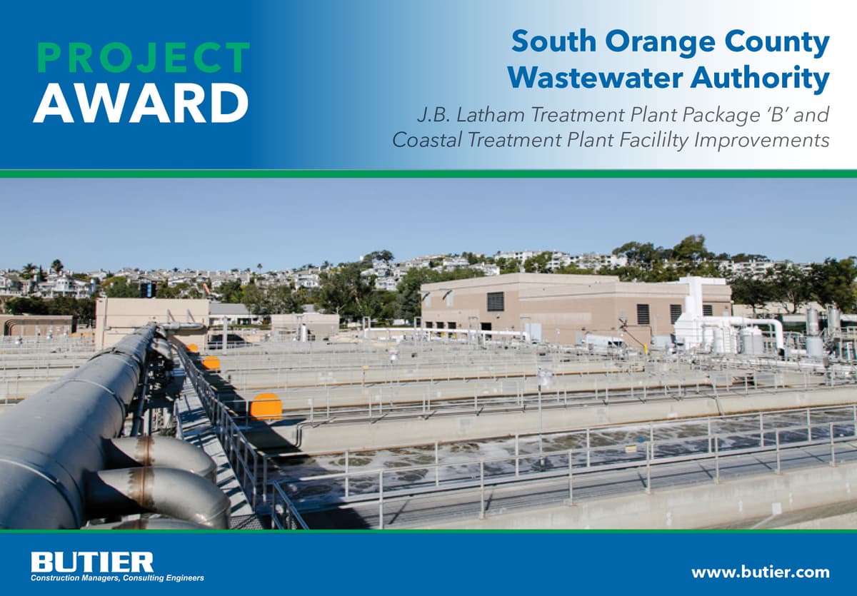 SOCWA Awards Butier CM Contract for J.B. Latham and Coastal Treatment Plant Improvements