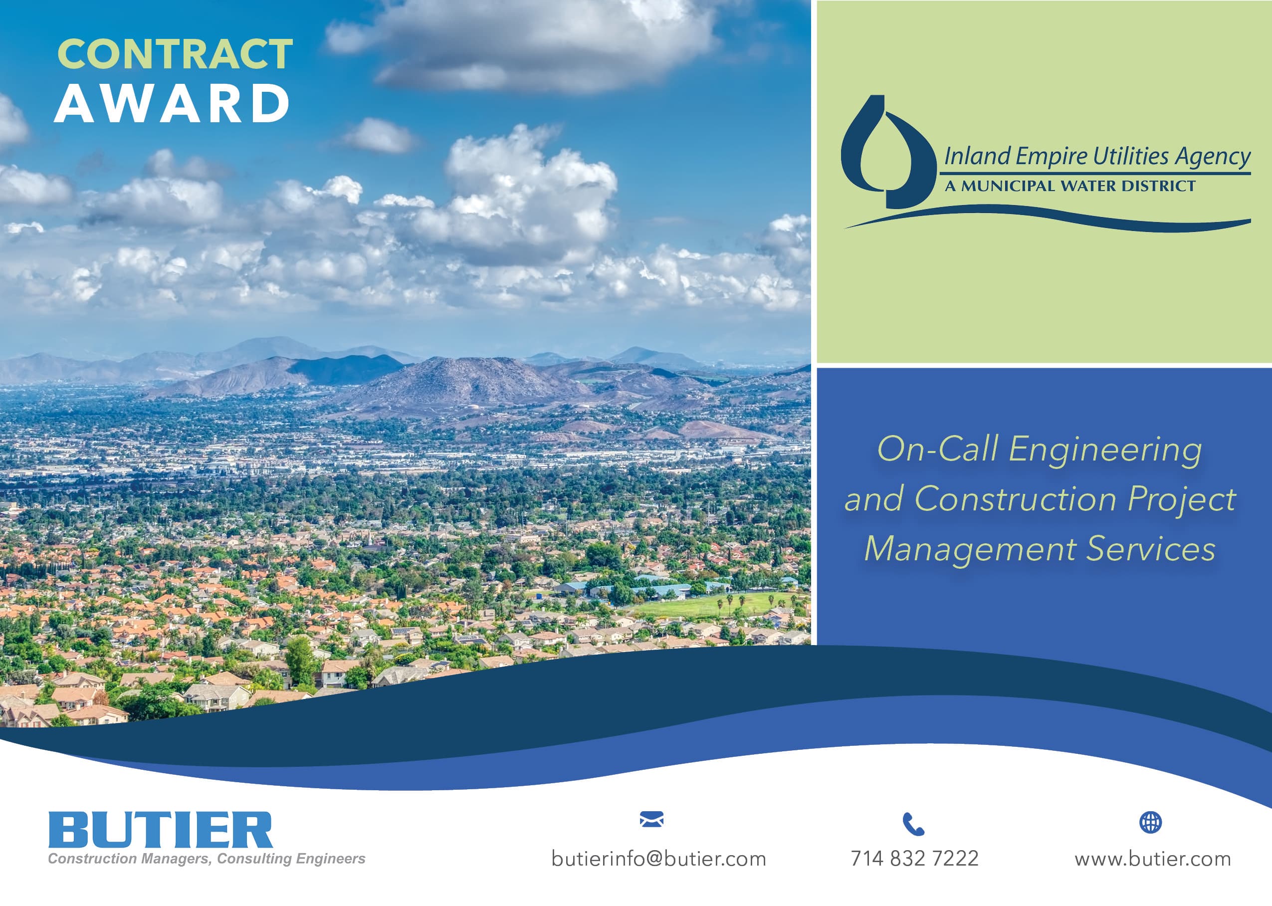 IEUA Awards Butier On-Call Engineering and Construction Project Management Contract