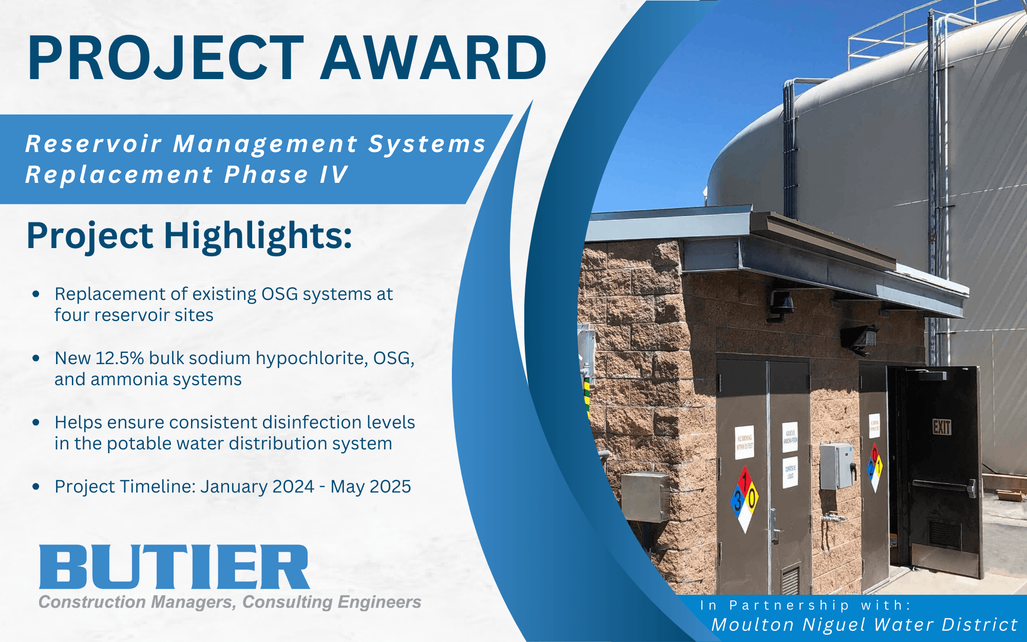 Butier Awarded Phase IV of the Reservoir Management Systems Replacement Program for Moulton Niguel Water District