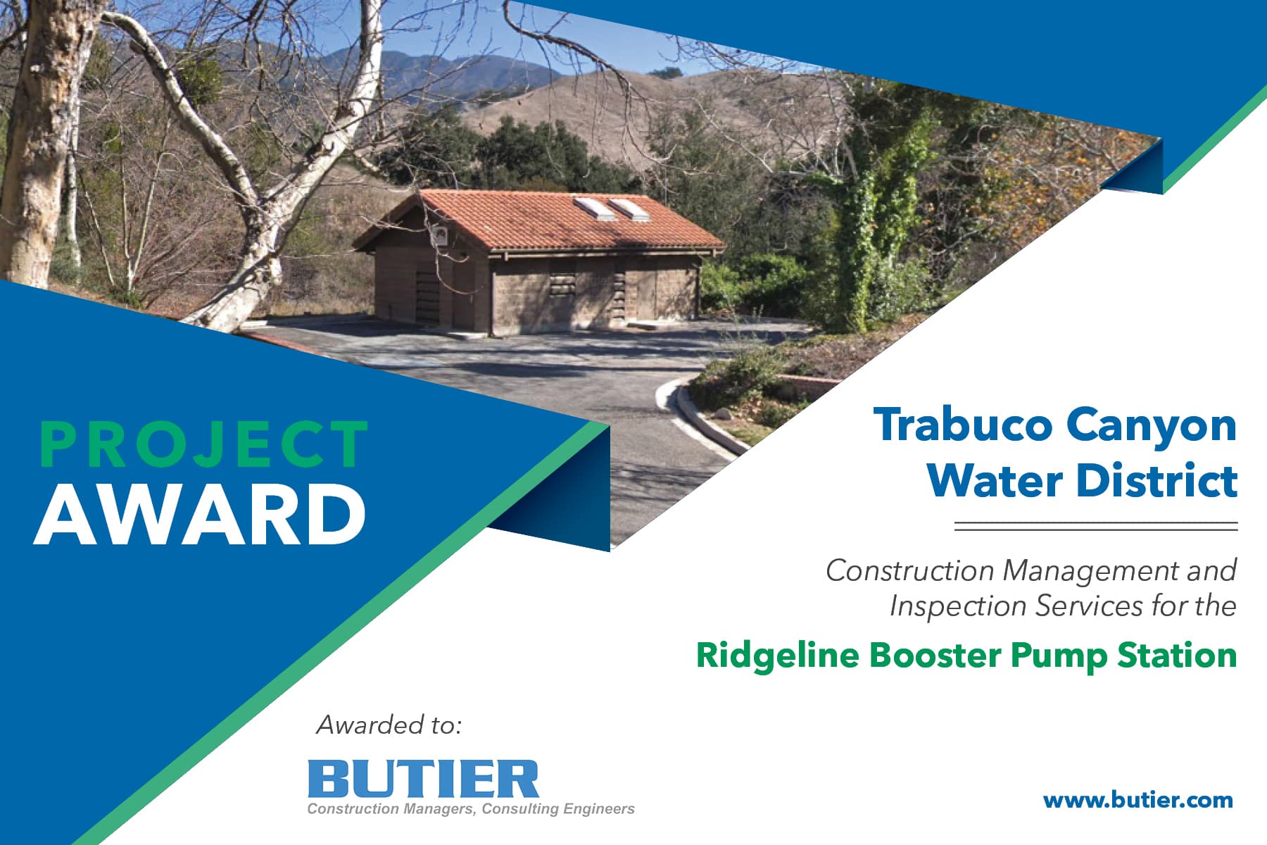Trabuco Canyon Water District Awards Butier Contract for Ridgeline Booster Pump Station